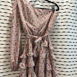 One shoulder ruffle dress